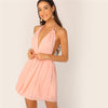 Night Out Deep V Neck Open Back Plunging Halter Sleeveless High Waist Neck Dress Summer Sexy Women Dresses | Vimost Shop.
