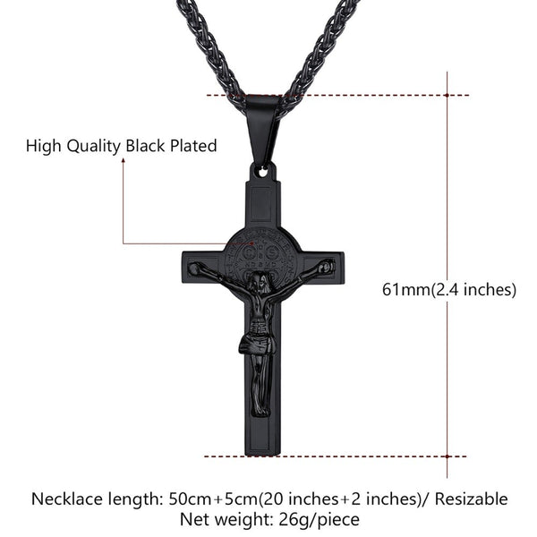 Jesus Piece Latin Cross Pendant Necklace Christmas Gift Gold Color 316L Stainless Steel For Men Chain Christian Jewelry | Vimost Shop.
