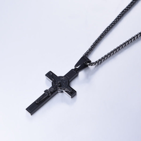 Jesus Piece Latin Cross Pendant Necklace Christmas Gift Gold Color 316L Stainless Steel For Men Chain Christian Jewelry | Vimost Shop.