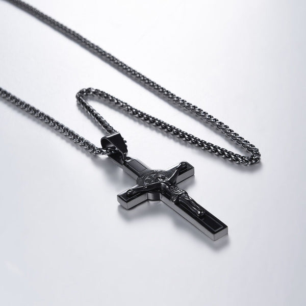 Jesus Piece Latin Cross Pendant Necklace Christmas Gift Gold Color 316L Stainless Steel For Men Chain Christian Jewelry | Vimost Shop.