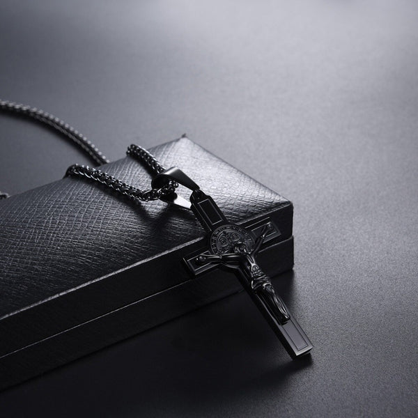 Jesus Piece Latin Cross Pendant Necklace Christmas Gift Gold Color 316L Stainless Steel For Men Chain Christian Jewelry | Vimost Shop.