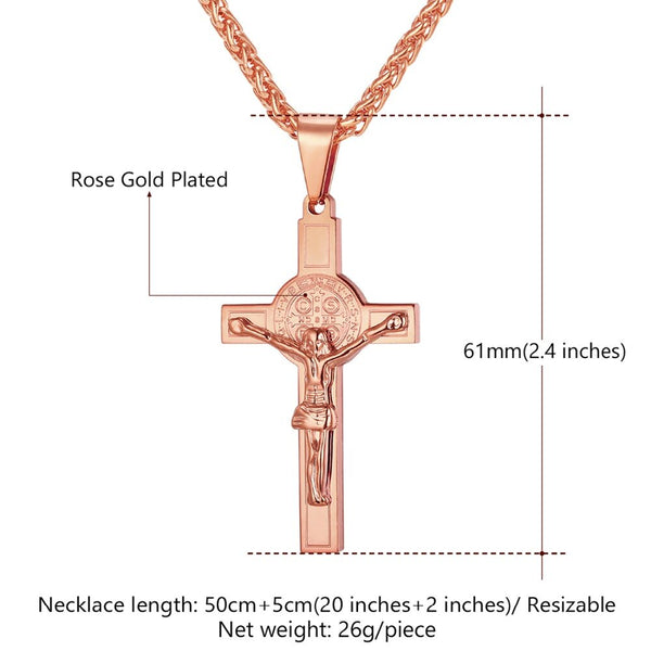 Jesus Piece Latin Cross Pendant Necklace Christmas Gift Gold Color 316L Stainless Steel For Men Chain Christian Jewelry | Vimost Shop.
