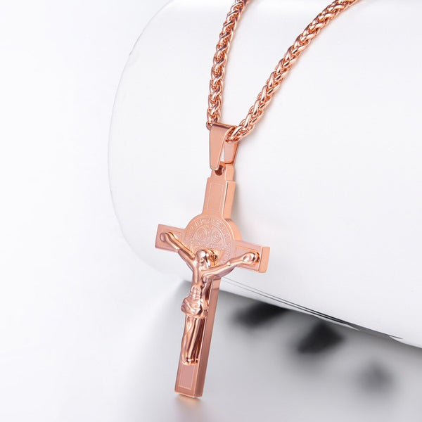 Jesus Piece Latin Cross Pendant Necklace Christmas Gift Gold Color 316L Stainless Steel For Men Chain Christian Jewelry | Vimost Shop.