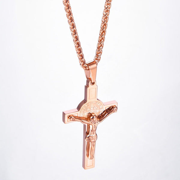 Jesus Piece Latin Cross Pendant Necklace Christmas Gift Gold Color 316L Stainless Steel For Men Chain Christian Jewelry | Vimost Shop.