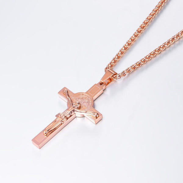 Jesus Piece Latin Cross Pendant Necklace Christmas Gift Gold Color 316L Stainless Steel For Men Chain Christian Jewelry | Vimost Shop.