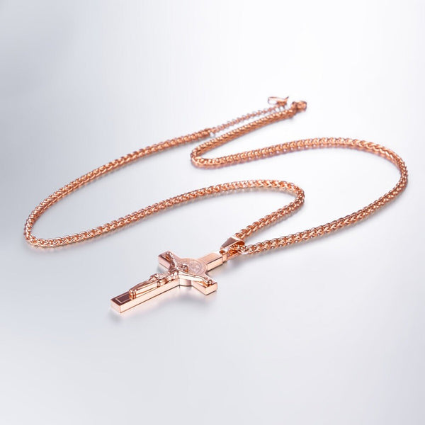 Jesus Piece Latin Cross Pendant Necklace Christmas Gift Gold Color 316L Stainless Steel For Men Chain Christian Jewelry | Vimost Shop.