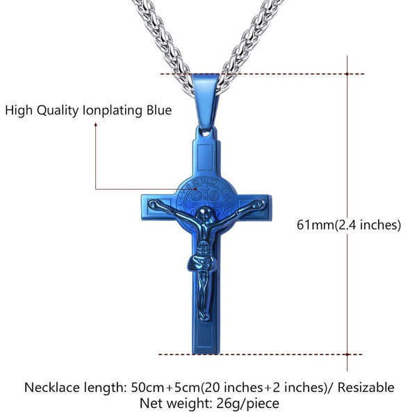 Jesus Piece Latin Cross Pendant Necklace Christmas Gift Gold Color 316L Stainless Steel For Men Chain Christian Jewelry | Vimost Shop.