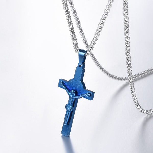 Jesus Piece Latin Cross Pendant Necklace Christmas Gift Gold Color 316L Stainless Steel For Men Chain Christian Jewelry | Vimost Shop.