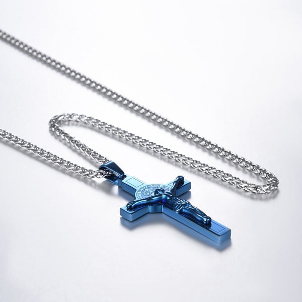 Jesus Piece Latin Cross Pendant Necklace Christmas Gift Gold Color 316L Stainless Steel For Men Chain Christian Jewelry | Vimost Shop.