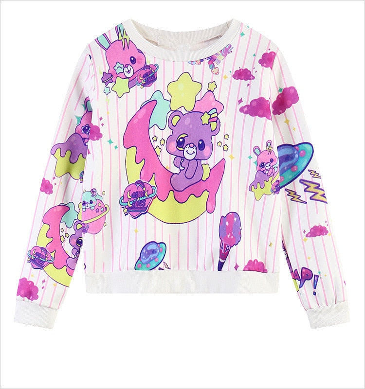 Women Sweet Doll Moon Bear Printed Sweatshirt | Vimost Shop.