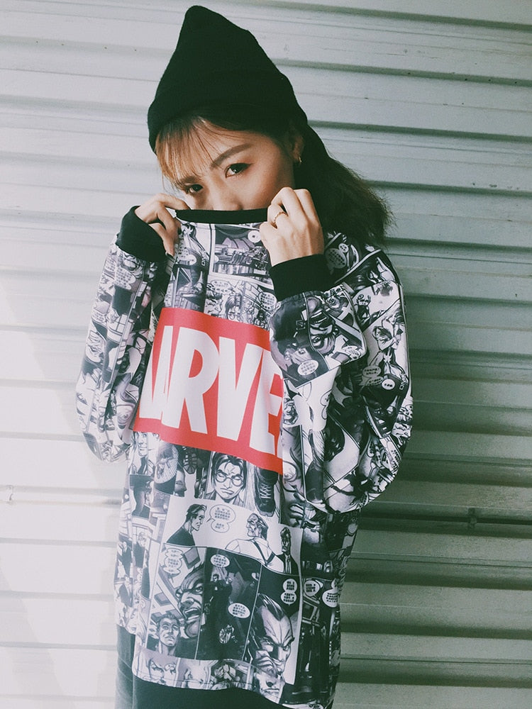 Woman Harajuku Anime Portrait Print Sweatshirts | Vimost Shop.