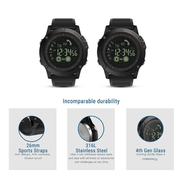 VIBE3 Flagship Rugged Bluetooth Smart Watch 33 month Standby Time 24h All-Weather Monitoring Smartwatch For Android IOS | Vimost Shop.