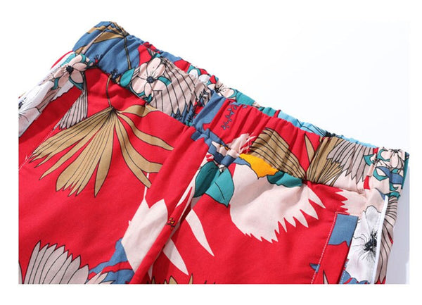 Men Floral Printed Pants Track Pants Straight Elastic Waist Fashion High Steet Joggers Sweatpants | Vimost Shop.