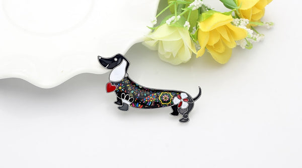 Statement Alloy Enamel Smile Dachshund Dog Brooches Clothes Scarf Decoration Jewelry Pin For Women Girls Gift Bijoux | Vimost Shop.