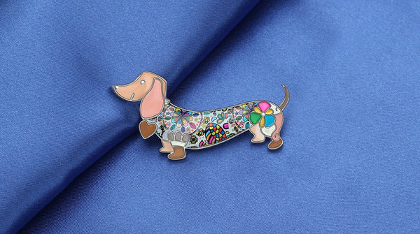 Statement Alloy Enamel Smile Dachshund Dog Brooches Clothes Scarf Decoration Jewelry Pin For Women Girls Gift Bijoux | Vimost Shop.