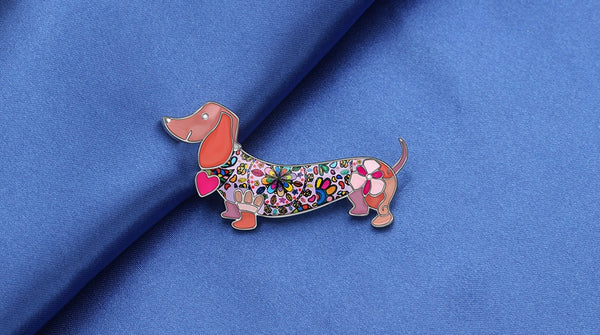 Statement Alloy Enamel Smile Dachshund Dog Brooches Clothes Scarf Decoration Jewelry Pin For Women Girls Gift Bijoux | Vimost Shop.
