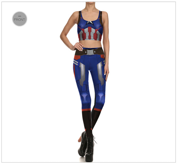 Star Wars Cosplay Costume For Women Wonder Captain America Deadpool Woman Croped Tops Leggings Sets | Vimost Shop.