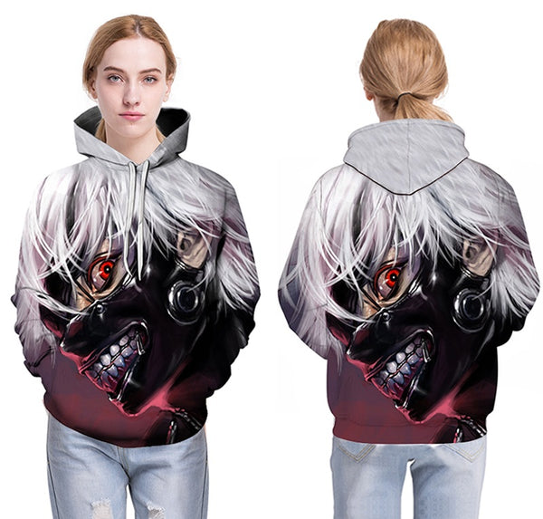 Men/women Tracksuits Tops Print  Hooded Anime Tokyo Ghoul Kaneki Ken 3D Hoodies Thin Autumn Sweatshirts | Vimost Shop.