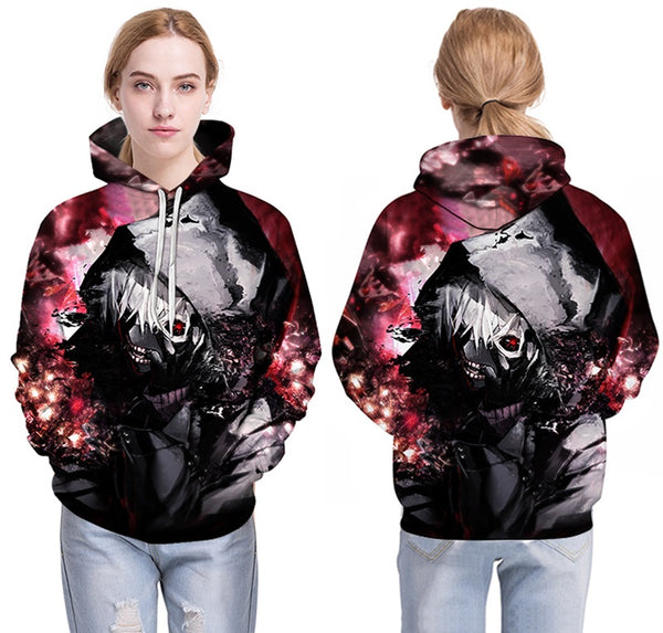 Men/women Tracksuits Tops Print  Hooded Anime Tokyo Ghoul Kaneki Ken 3D Hoodies Thin Autumn Sweatshirts | Vimost Shop.
