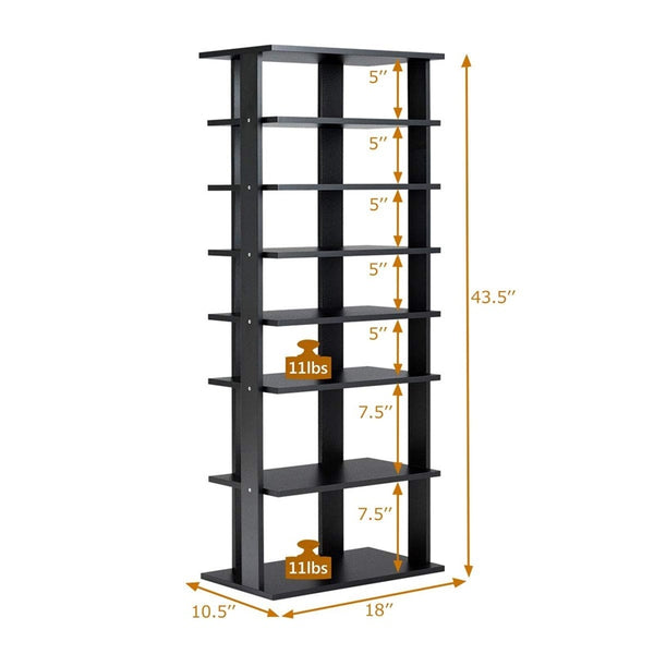 7-Tier Dual 14 Pair Shoe Rack Free Standing Concise Shelves Storage 2 Different Heights Shelves Durable Construction | Vimost Shop.