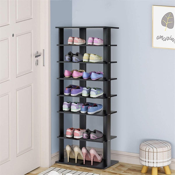 7-Tier Dual 14 Pair Shoe Rack Free Standing Concise Shelves Storage 2 Different Heights Shelves Durable Construction | Vimost Shop.