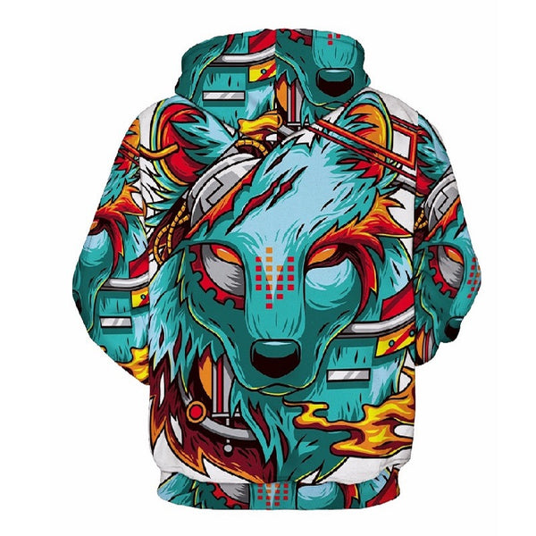 Fashion Autumn Winter Thin 3d Sweatshirts Men/Women Hooded Hoodies Print Wolf demon Hoody Pullover | Vimost Shop.