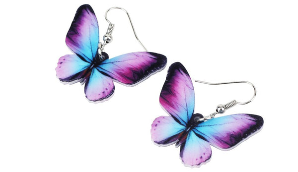 Acrylic Big Bright-coloured Butterfly Insect Earrings Dangle Drop Novelty Jewelry For Women Girls Ladies Teens Accessory | Vimost Shop.