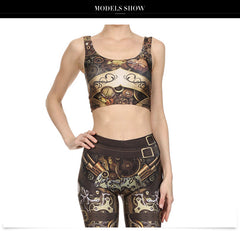 3D Digital Print Woman Cropped Crop Top Sexy Fitness Tops Sleeveless Mechanical Gear women top