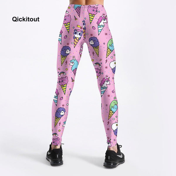 Women Leggings Fashion Workout Fitness High Waist Pants Trousers Stripe Ice cream Cone Printed Lovely Style | Vimost Shop.