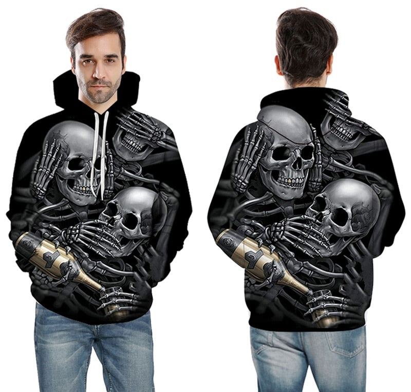 Men/Women 3d Hoodies Skulls Champagne Print Hooded Hoodies Thin 3d Sweatshirts Hoody Autumn WintTops | Vimost Shop.