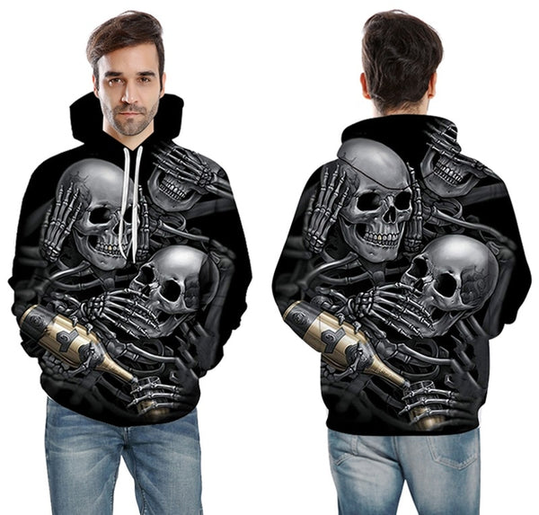 Men/Women 3d Hoodies Skulls Champagne Print  Hooded Hoodies Thin 3d Sweatshirts Hoody Autumn WintTops | Vimost Shop.