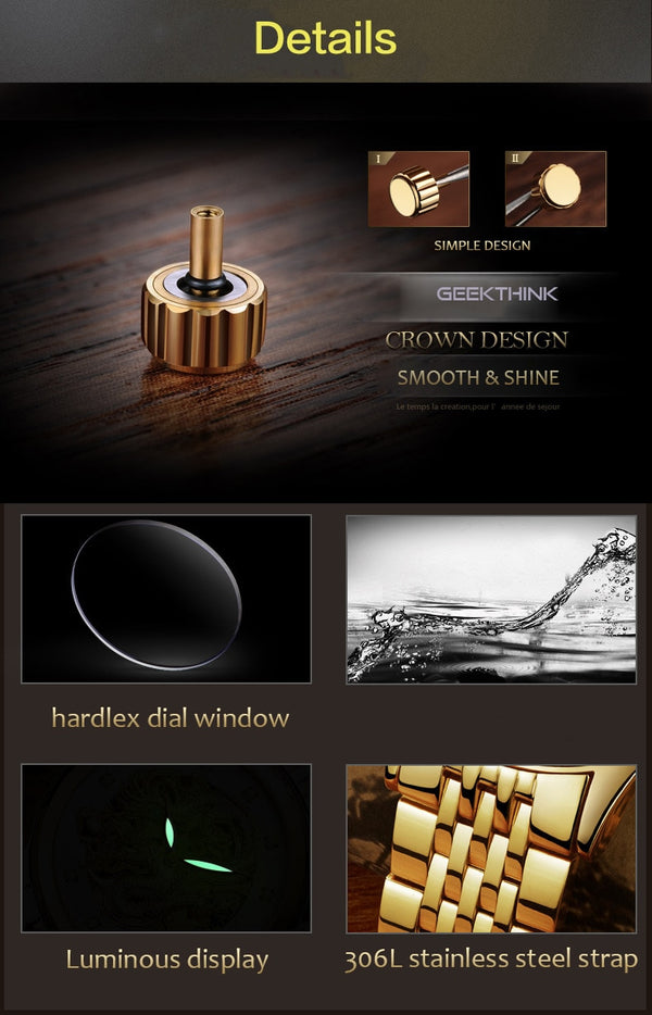 Luxury Top Brand Dragon Design Automatic Watch Men Skeleton Gold Full Stainless steel Wristwatch Mechanical Skeleton Steampunk | Vimost Shop.