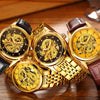 Luxury Top Brand Dragon Design Automatic Watch Men Skeleton Gold Full Stainless steel Wristwatch Mechanical Skeleton Steampunk | Vimost Shop.
