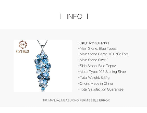 London Blue Topaz Swiss Blue Topaz Sky Blue Topaz Mix Gemstone Pendants For Women Gift Luxury Jewelry Accessories | Vimost Shop.
