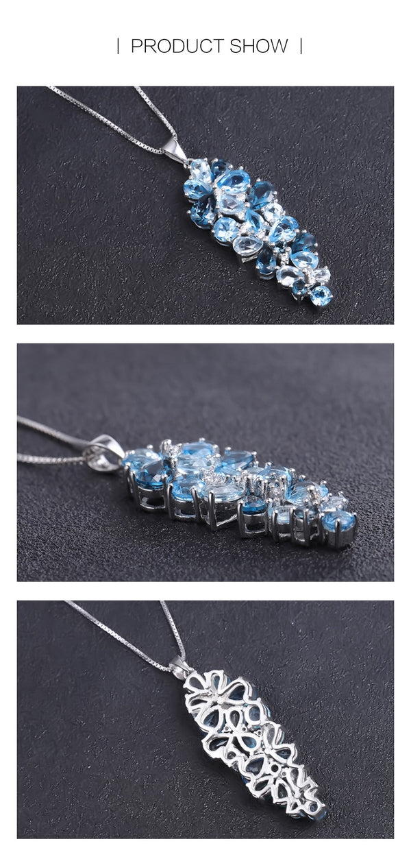 London Blue Topaz Swiss Blue Topaz Sky Blue Topaz Mix Gemstone Pendants For Women Gift Luxury Jewelry Accessories | Vimost Shop.