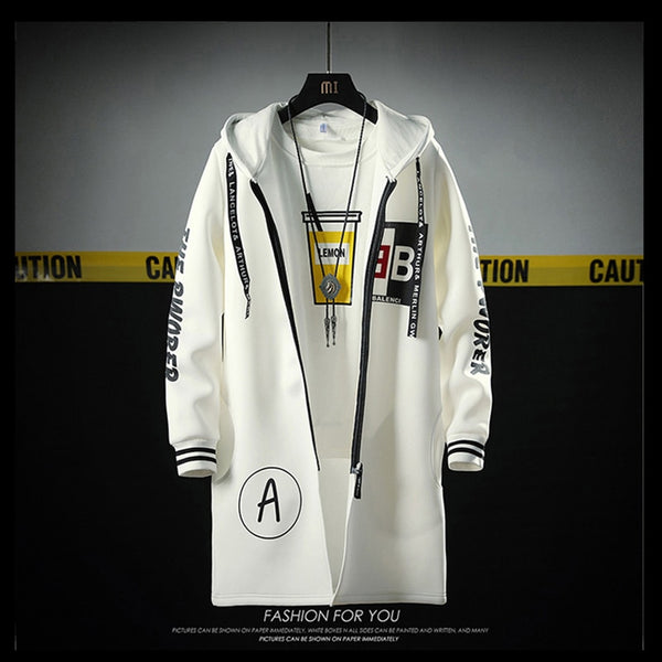 The North Fashion Long Coat Autumn Zipper Windproof Slim Windbreaker Mens Large Size Hip Hop Jackets Clothes Face | Vimost Shop.