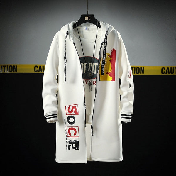 The North Fashion Long Coat Autumn Zipper Windproof Slim Windbreaker Mens Large Size Hip Hop Jackets Clothes Face | Vimost Shop.