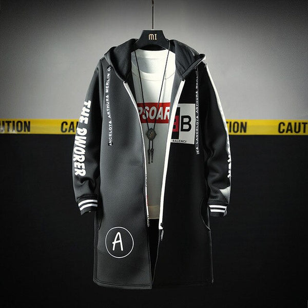 The North Fashion Long Coat Autumn Zipper Windproof Slim Windbreaker Mens Large Size Hip Hop Jackets Clothes Face | Vimost Shop.