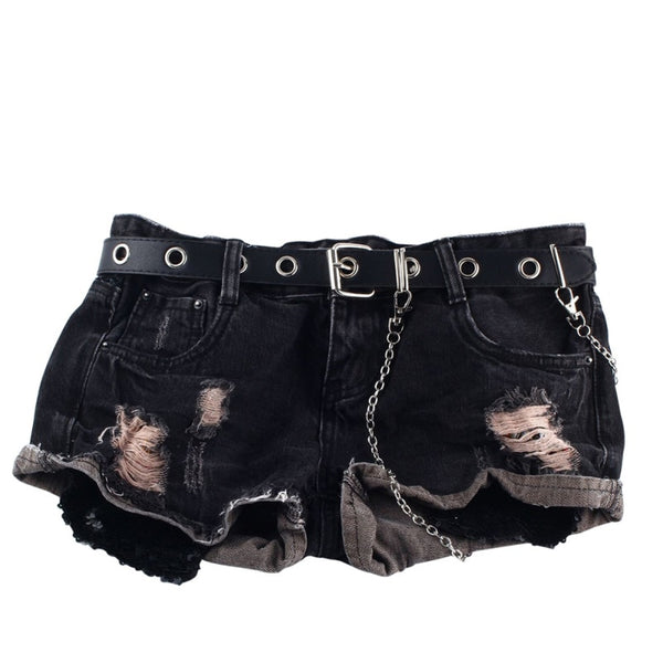 Fashion Women Punk Chain Fashion Belt Adjustable Black Double/Single Eyelet Grommet Leather Buckle Belt | Vimost Shop.