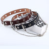 Fashion Women Punk Chain Fashion Belt Adjustable Black Double/Single Eyelet Grommet Leather Buckle Belt | Vimost Shop.