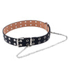 Fashion Women Punk Chain Fashion Belt Adjustable Black Double/Single Eyelet Grommet Leather Buckle Belt | Vimost Shop.