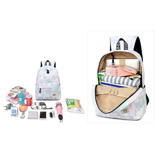 Lovely Heart Printing Nylon Backpack School Bags | Vimost Shop.