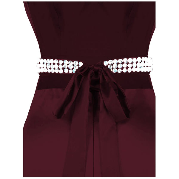 Women's Spaghetti Strap Hollow Out Beading Evening Dresses Backless Luxury Birthday Party Gown Wine Red | Vimost Shop.