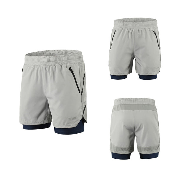 Running Shorts 2 in 1 Quick Dry Athletic Training Exercise Jogging Sports Gym Shorts With Zipper Pocket