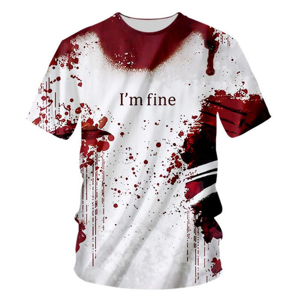 3D Print Wound Horror Blood Hoodies Sweatshirts Women Men I'M FINE Letter Hoodie Jumper Tracksuit Pullover Cosplay Women Tops | Vimost Shop.