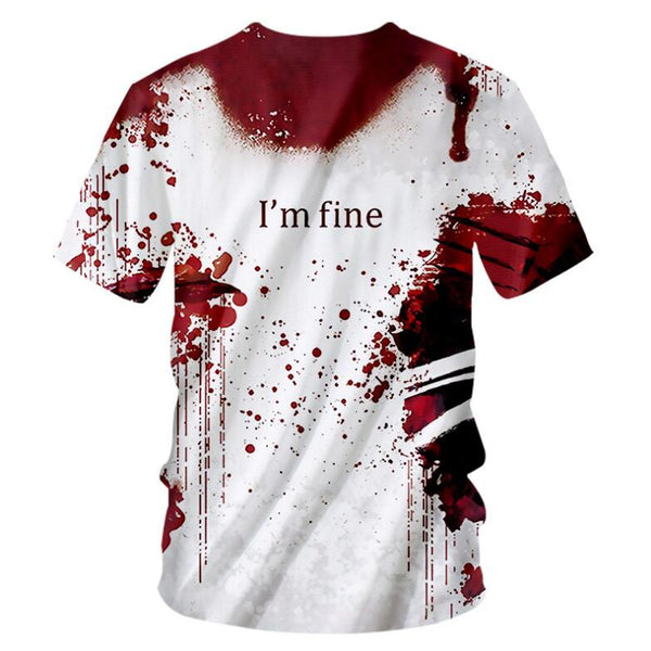 3D Print Wound Horror Blood Hoodies Sweatshirts Women Men I'M FINE Letter Hoodie Jumper Tracksuit Pullover Cosplay Women Tops | Vimost Shop.
