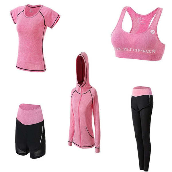5Pcs Women's Yoga Sets Outdoor Running Yoga Quick Dry | Vimost Shop.