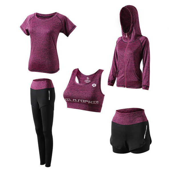 5Pcs Women's Yoga Sets Outdoor Running Yoga Quick Dry | Vimost Shop.