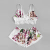 2pc Fashion Sexy Lace Satin Trim Floral Bow Lingerie Set Lace Underwear Pajamas Babydoll Sleepwear Backless Seamless Sleepwear | Vimost Shop.