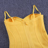 Women Lemon Yellow Fluted Bustier Mermaid Bandage Dress  Sexy Club Party Dresss | Vimost Shop.